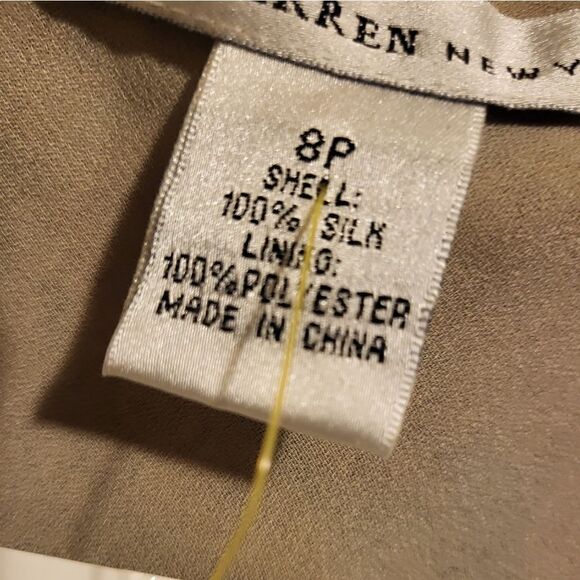 NWT David Warren Chiffon Dress Womens Teal & Cream Floral Lined Ruffle V-Neck - Picture 7 of 7